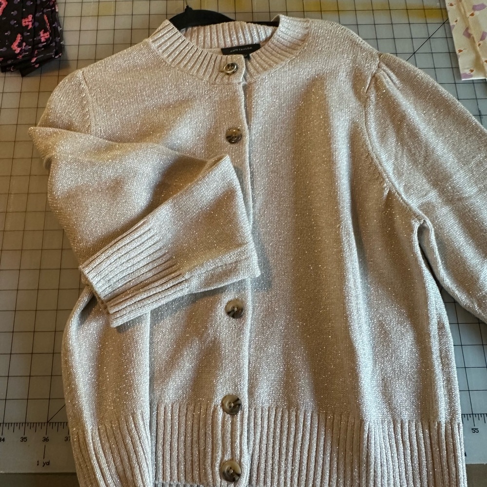 Women's Silver Button-Up Sweater